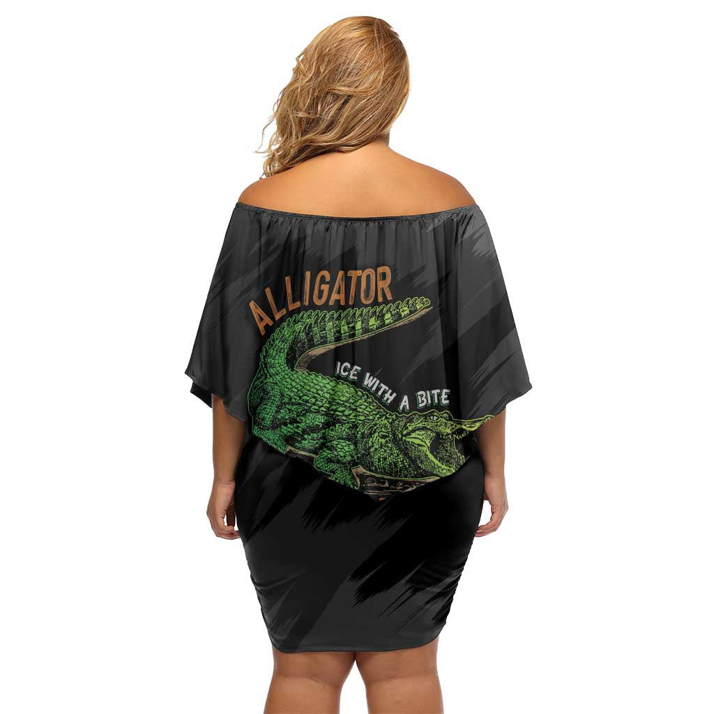 Alligator Alcatraz Family Matching Off Shoulder Short Dress and Hawaiian Shirt ICE With A Bite - Wonder Print Shop
