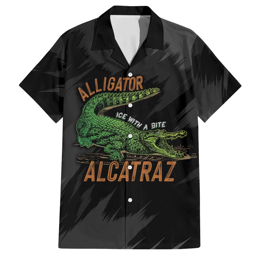 Alligator Alcatraz Family Matching Short Sleeve Bodycon Dress and Hawaiian Shirt ICE With A Bite - Wonder Print Shop