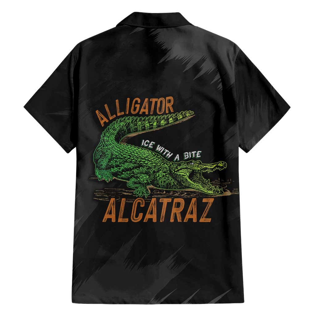 Alligator Alcatraz Family Matching Short Sleeve Bodycon Dress and Hawaiian Shirt ICE With A Bite - Wonder Print Shop