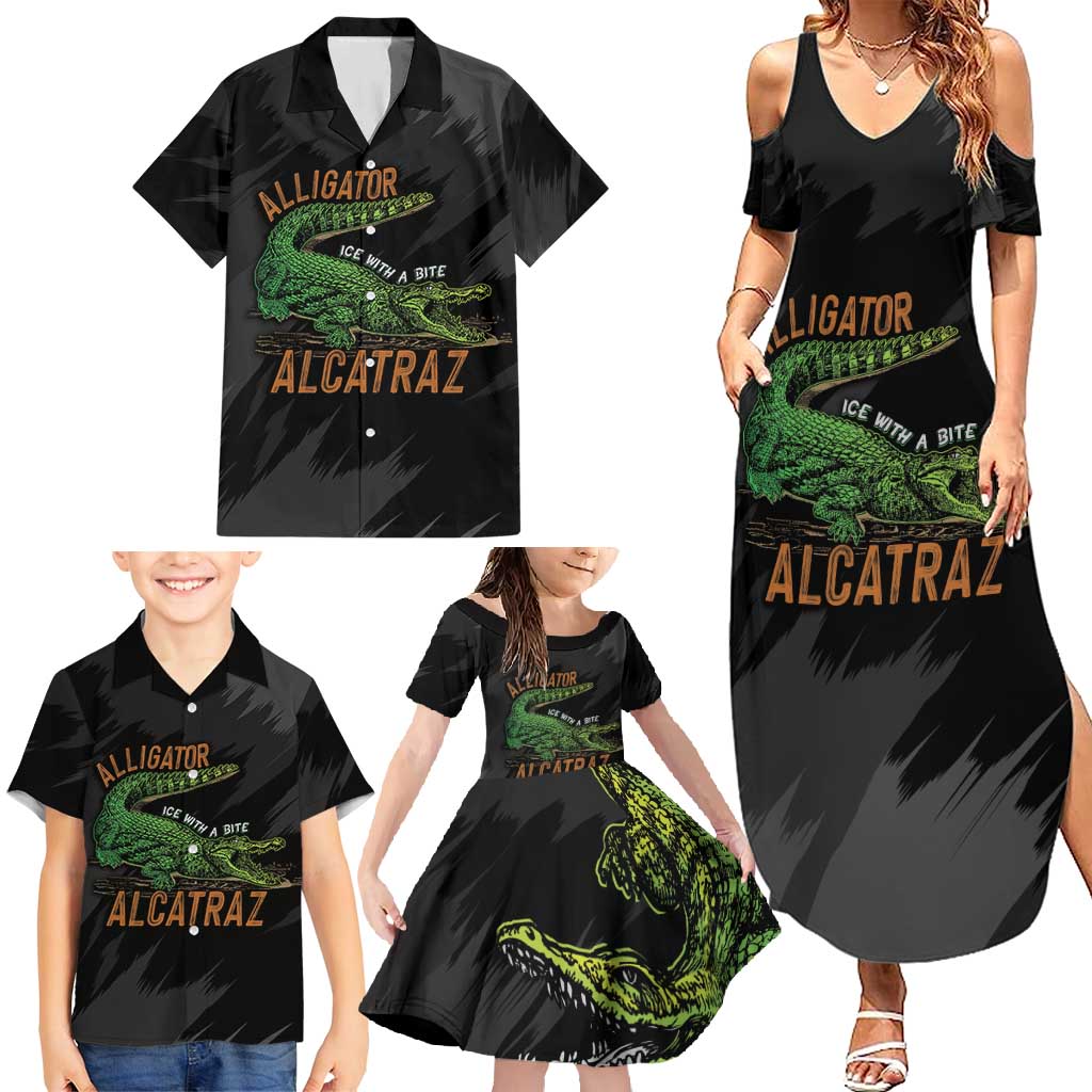 Alligator Alcatraz Family Matching Summer Maxi Dress and Hawaiian Shirt ICE With A Bite - Wonder Print Shop