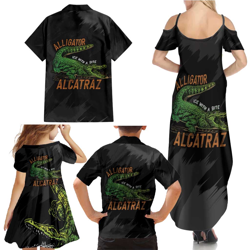 Alligator Alcatraz Family Matching Summer Maxi Dress and Hawaiian Shirt ICE With A Bite - Wonder Print Shop