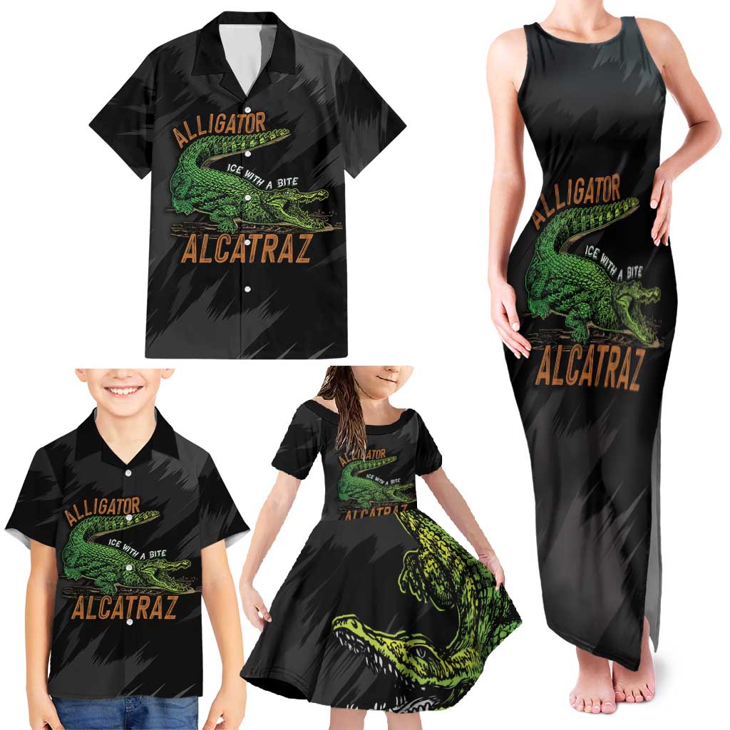 Alligator Alcatraz Family Matching Tank Maxi Dress and Hawaiian Shirt ICE With A Bite - Wonder Print Shop