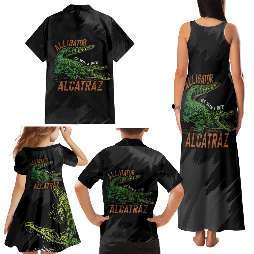 Alligator Alcatraz Family Matching Tank Maxi Dress and Hawaiian Shirt ICE With A Bite - Wonder Print Shop