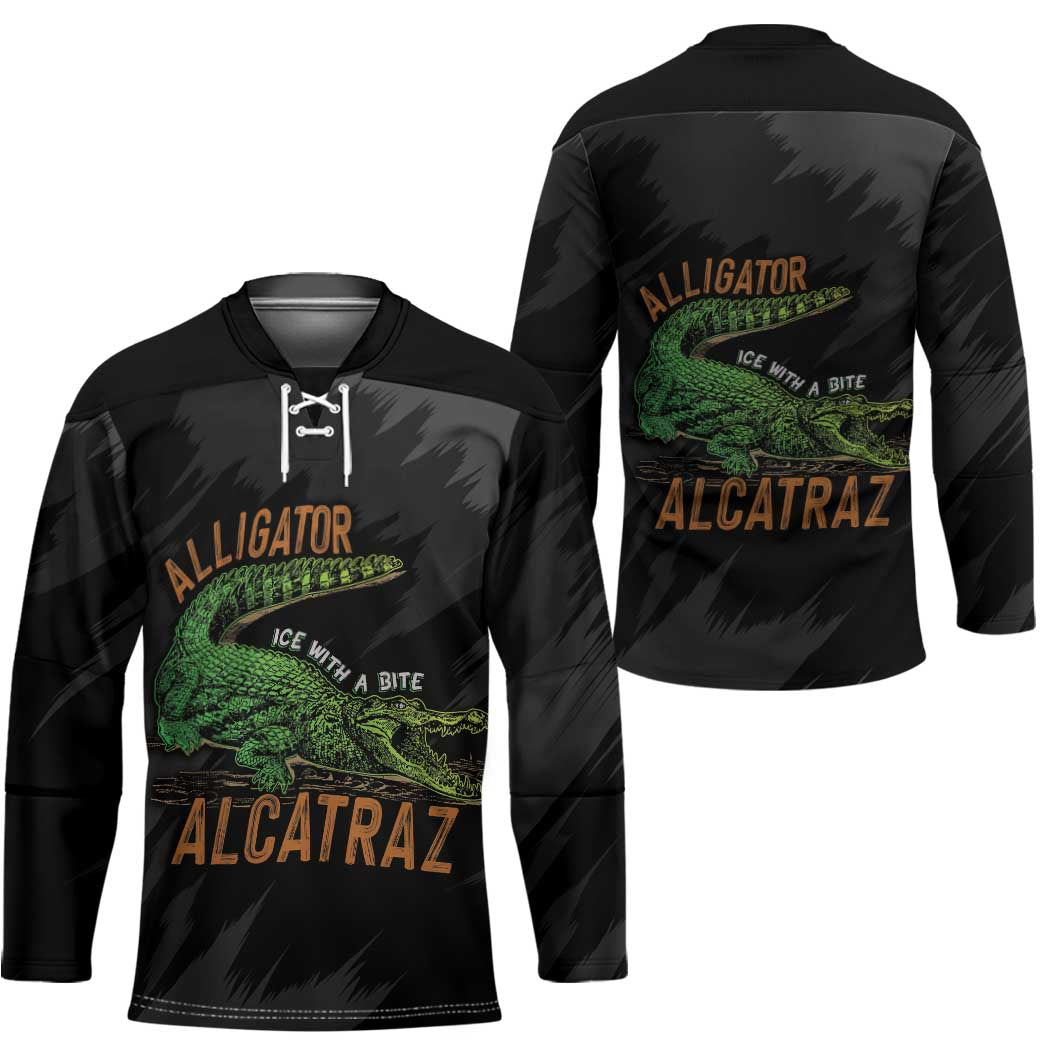 Alligator Alcatraz Hockey Jersey ICE With A Bite - Wonder Print Shop