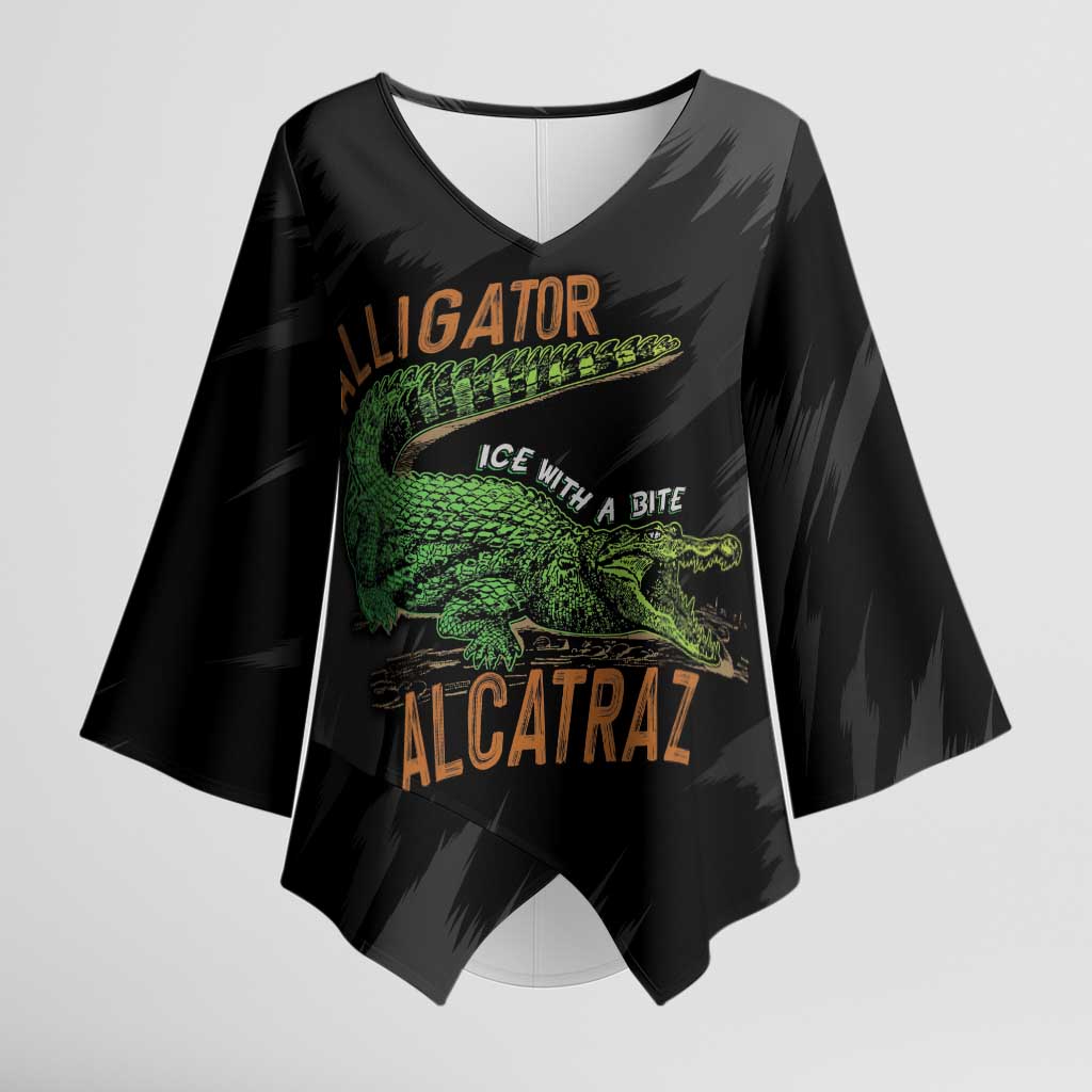 Alligator Alcatraz Kimono Sleeve Blouse ICE With A Bite - Wonder Print Shop