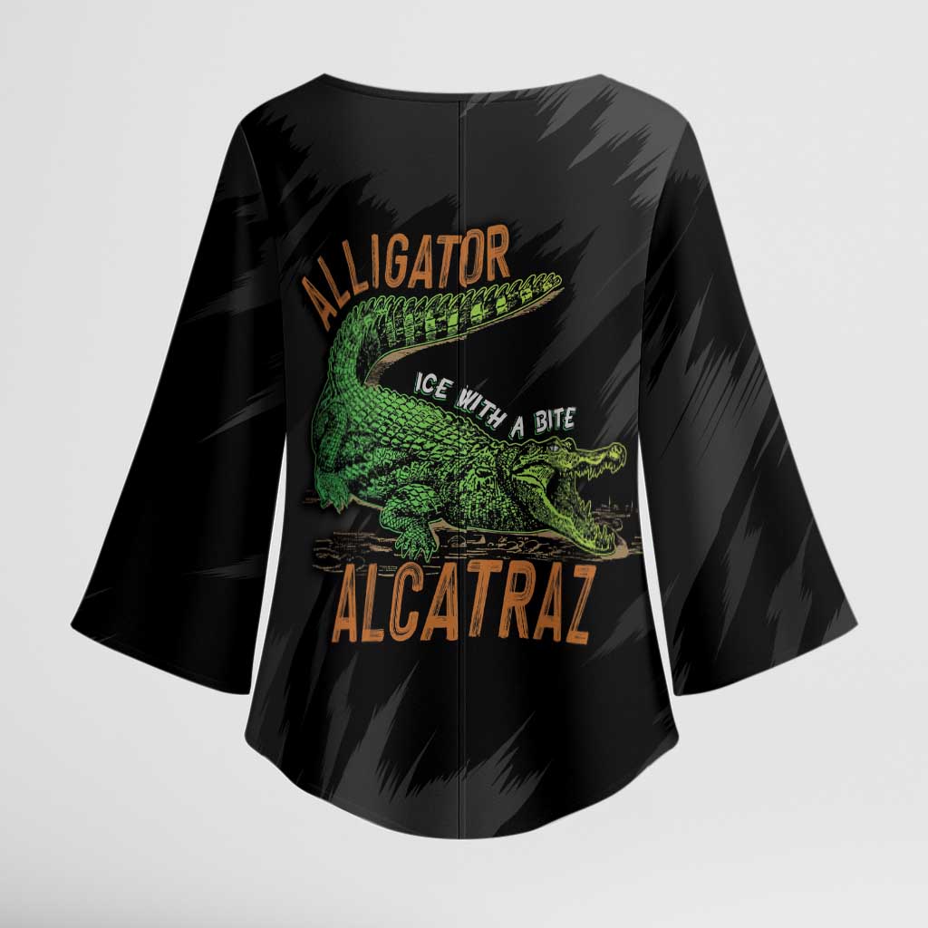 Alligator Alcatraz Kimono Sleeve Blouse ICE With A Bite - Wonder Print Shop