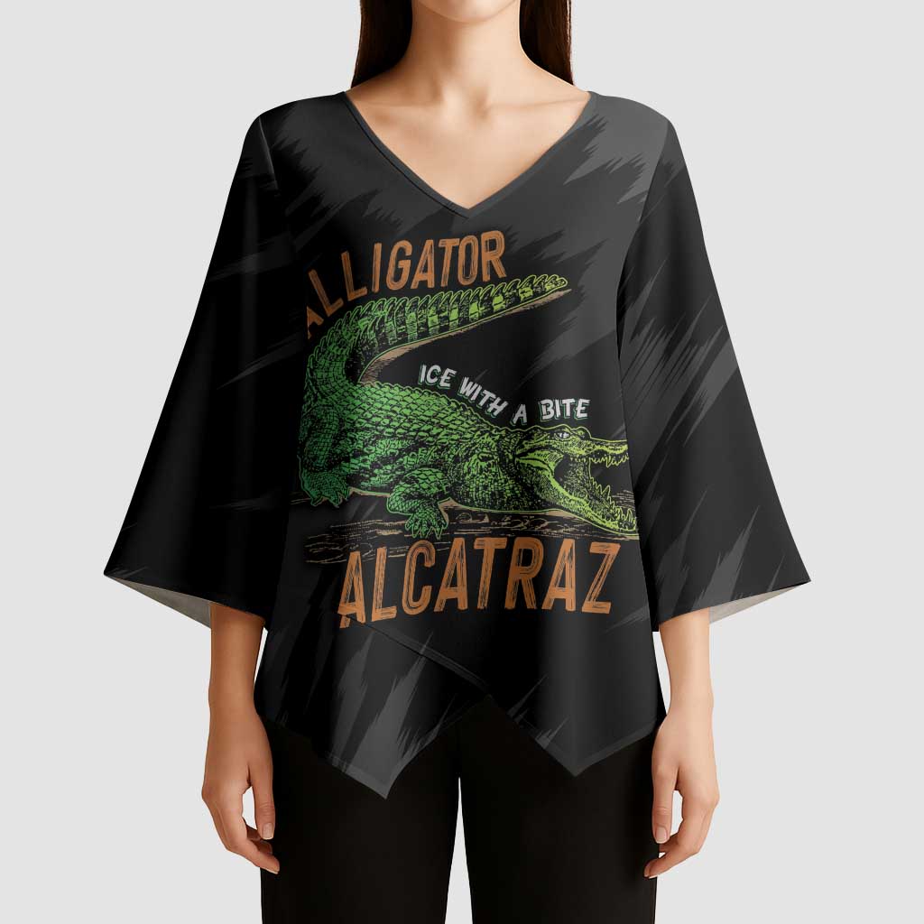 Alligator Alcatraz Kimono Sleeve Blouse ICE With A Bite - Wonder Print Shop