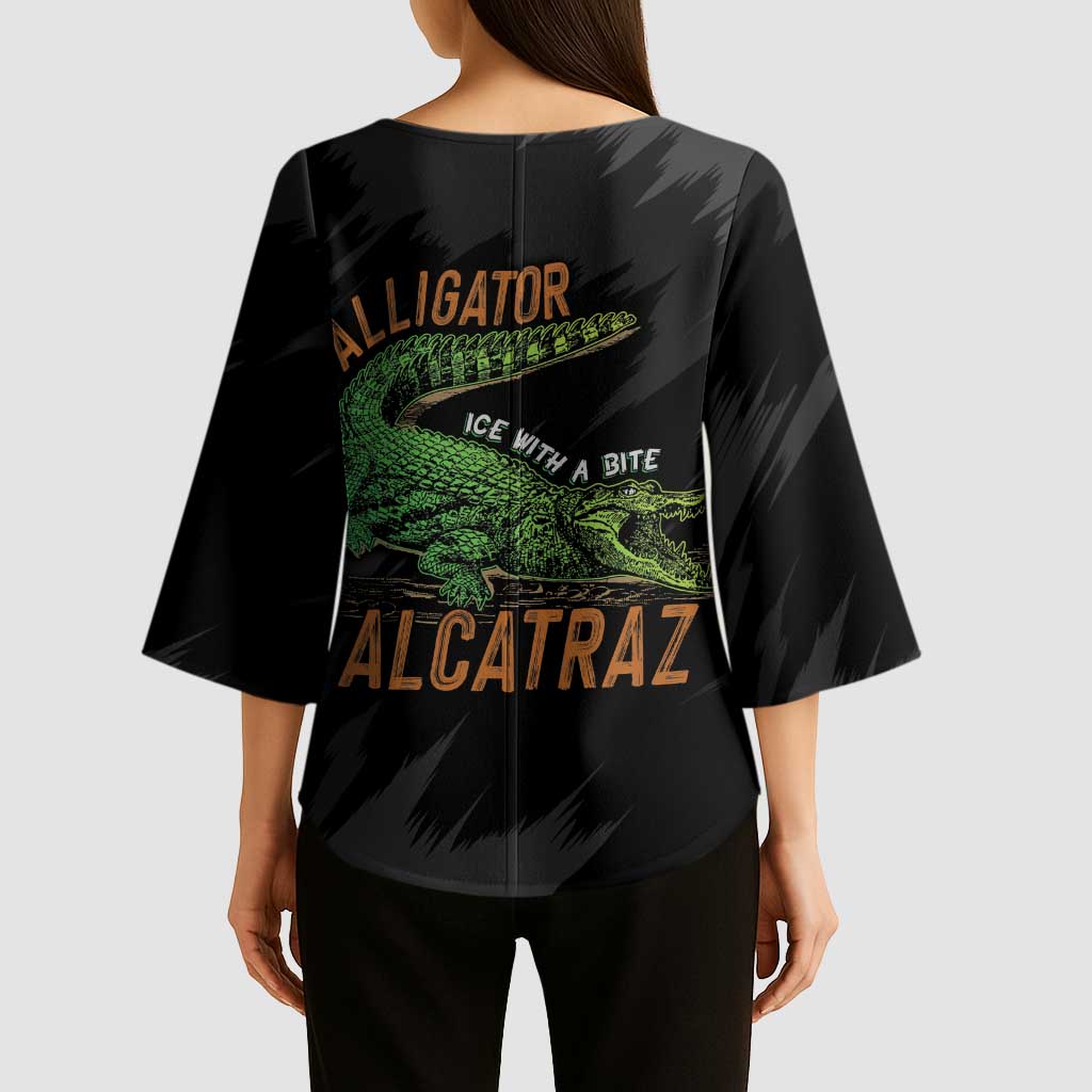 Alligator Alcatraz Kimono Sleeve Blouse ICE With A Bite - Wonder Print Shop