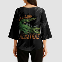 Alligator Alcatraz Kimono Sleeve Blouse ICE With A Bite - Wonder Print Shop