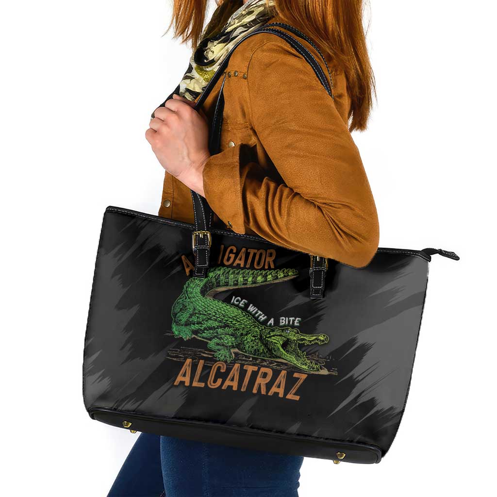 Alligator Alcatraz Leather Tote Bag ICE With A Bite - Wonder Print Shop