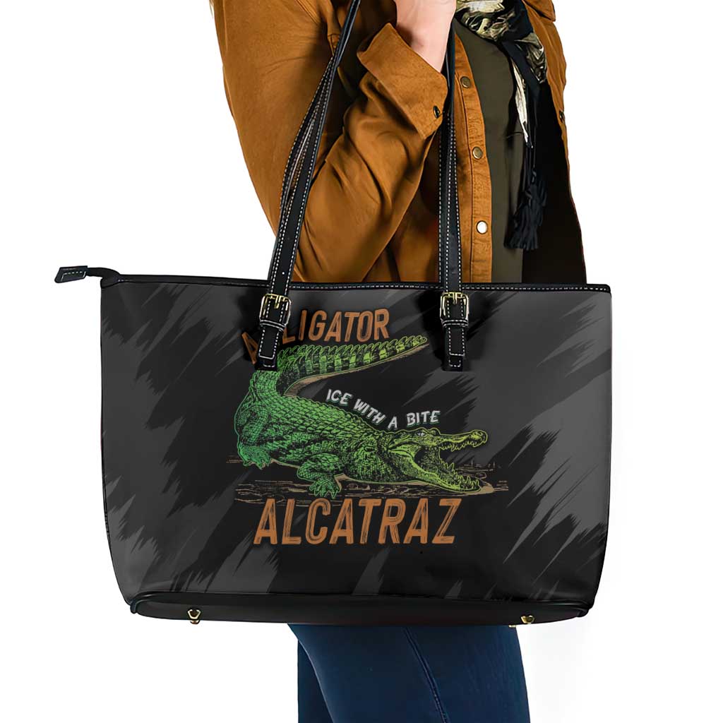 Alligator Alcatraz Leather Tote Bag ICE With A Bite - Wonder Print Shop