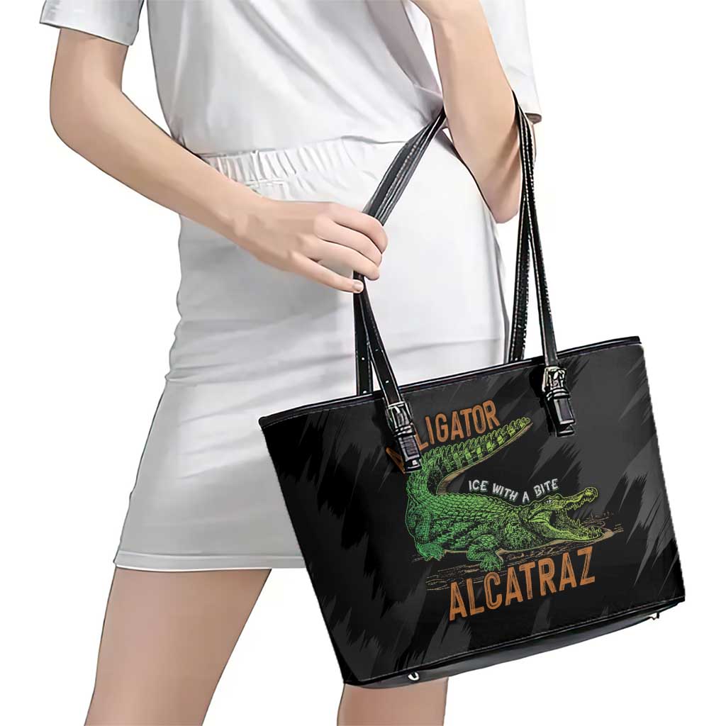 Alligator Alcatraz Leather Tote Bag ICE With A Bite - Wonder Print Shop