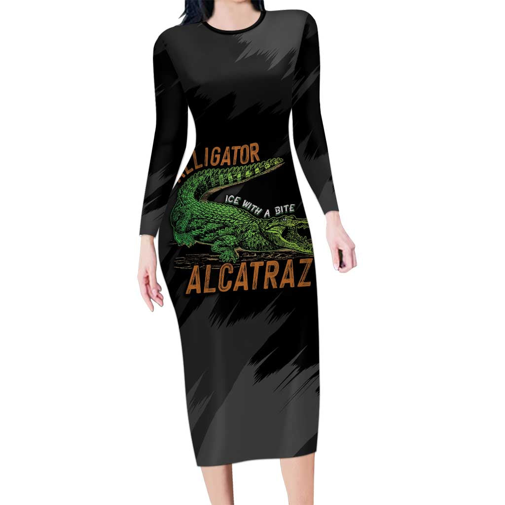 Alligator Alcatraz Long Sleeve Bodycon Dress ICE With A Bite - Wonder Print Shop