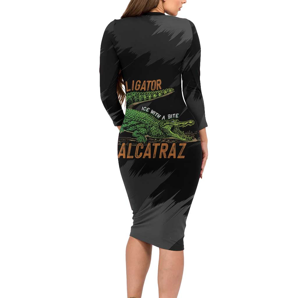 Alligator Alcatraz Long Sleeve Bodycon Dress ICE With A Bite - Wonder Print Shop