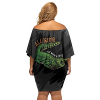 Alligator Alcatraz Off Shoulder Short Dress ICE With A Bite - Wonder Print Shop