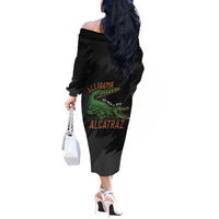 Alligator Alcatraz Off The Shoulder Long Sleeve Dress ICE With A Bite - Wonder Print Shop