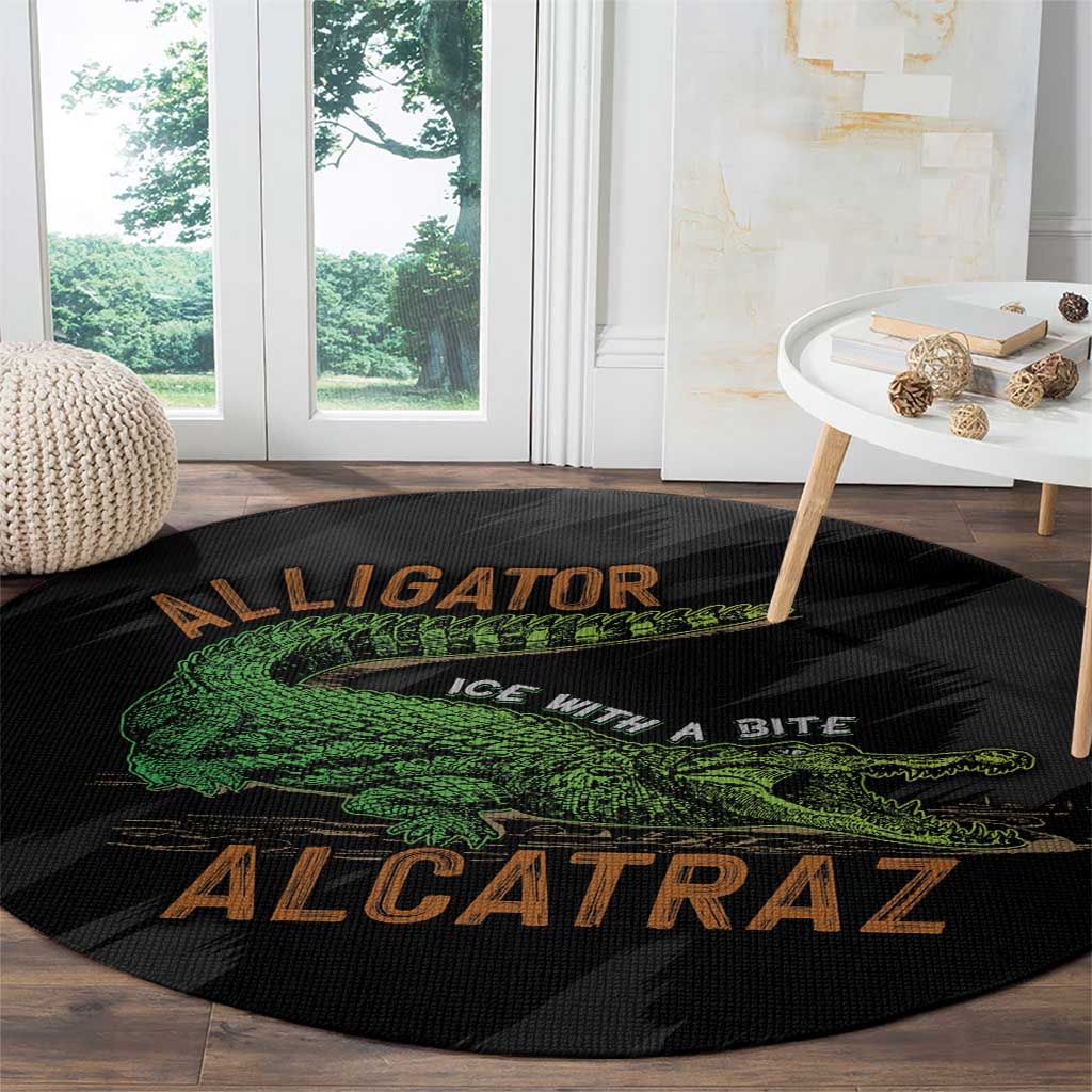 Alligator Alcatraz Round Carpet ICE With A Bite - Wonder Print Shop