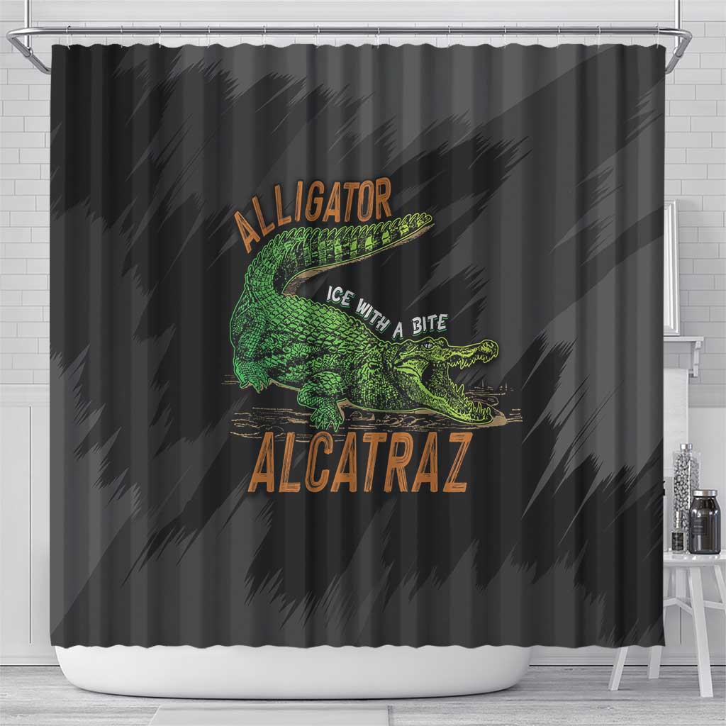 Alligator Alcatraz Shower Curtain ICE With A Bite - Wonder Print Shop