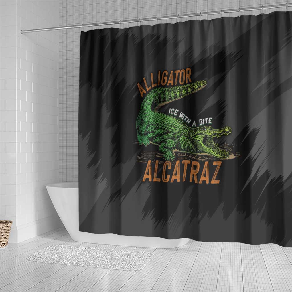 Alligator Alcatraz Shower Curtain ICE With A Bite - Wonder Print Shop