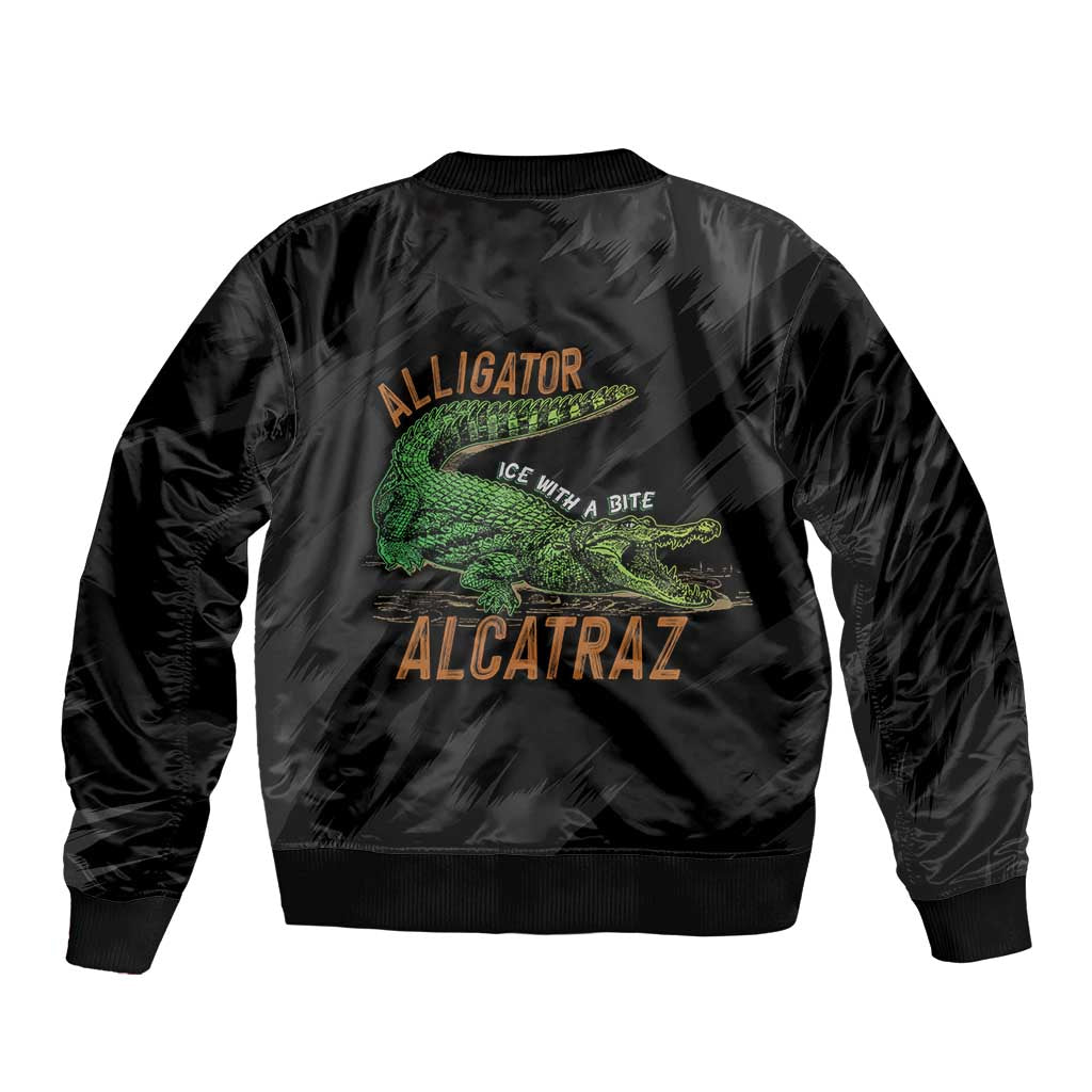 Alligator Alcatraz Sleeve Zip Bomber Jacket ICE With A Bite - Wonder Print Shop