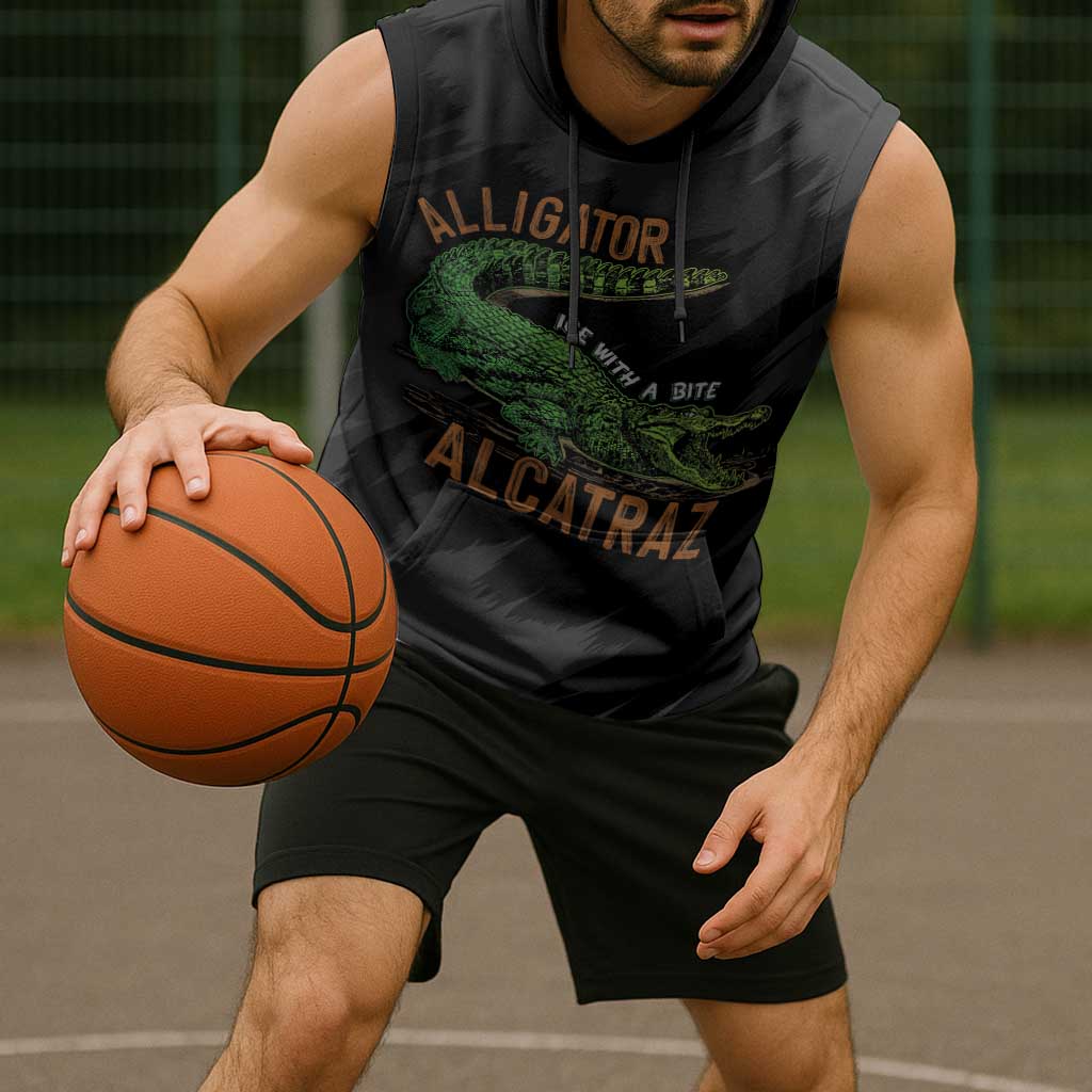 Alligator Alcatraz Sleeveless Hoodie ICE With A Bite - Wonder Print Shop