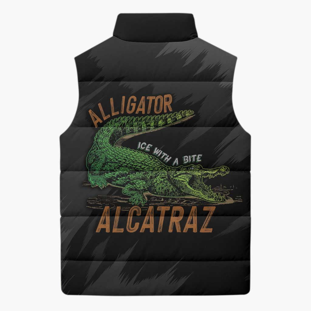 Alligator Alcatraz Sleeveless Puffer Jacket ICE With A Bite - Wonder Print Shop