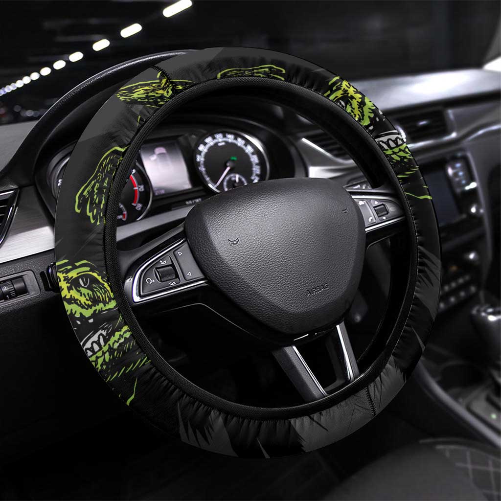 Alligator Alcatraz Steering Wheel Cover ICE With A Bite - Wonder Print Shop