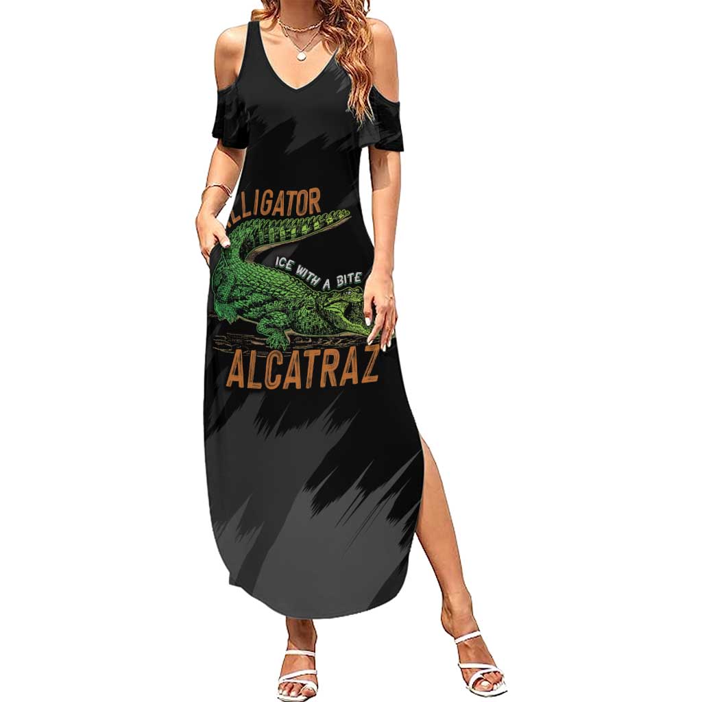 Alligator Alcatraz Summer Maxi Dress ICE With A Bite - Wonder Print Shop