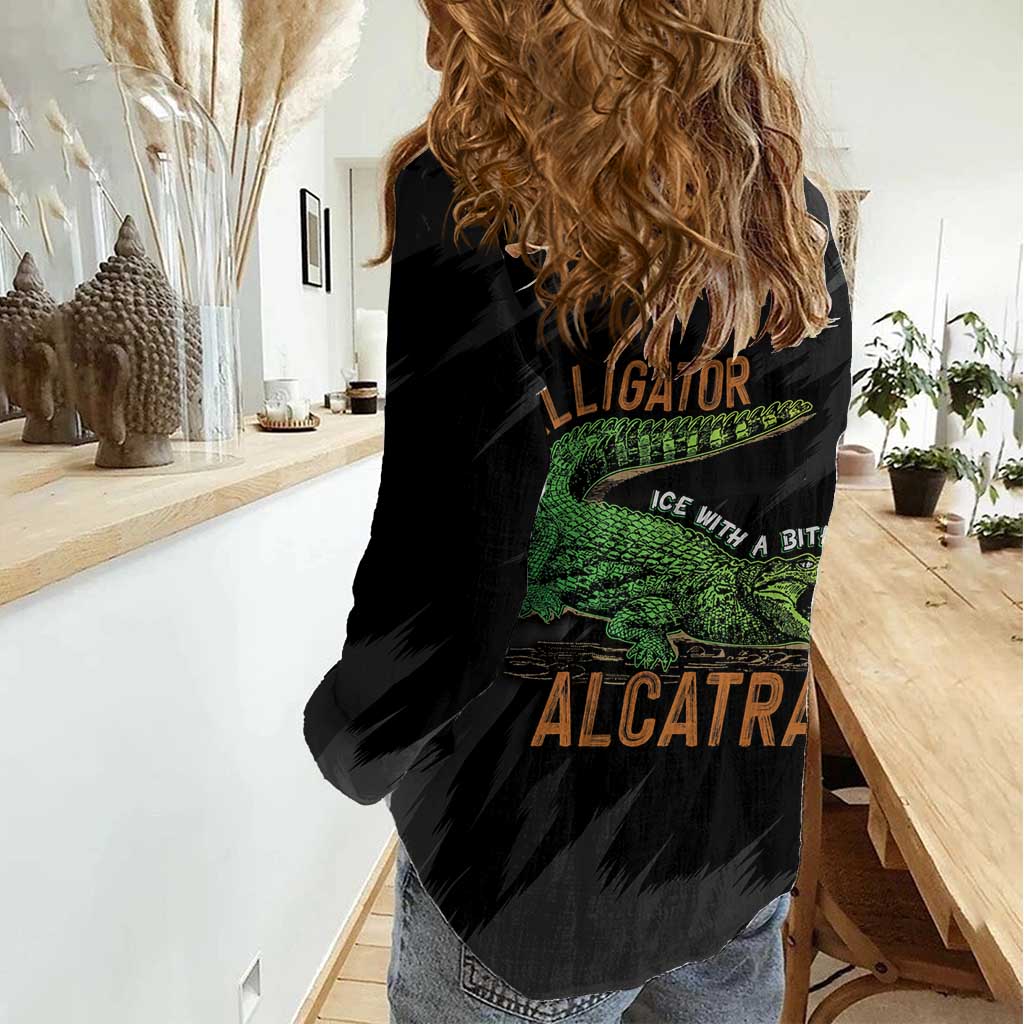 Alligator Alcatraz Women Casual Shirt ICE With A Bite - Wonder Print Shop