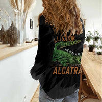 Alligator Alcatraz Women Casual Shirt ICE With A Bite - Wonder Print Shop
