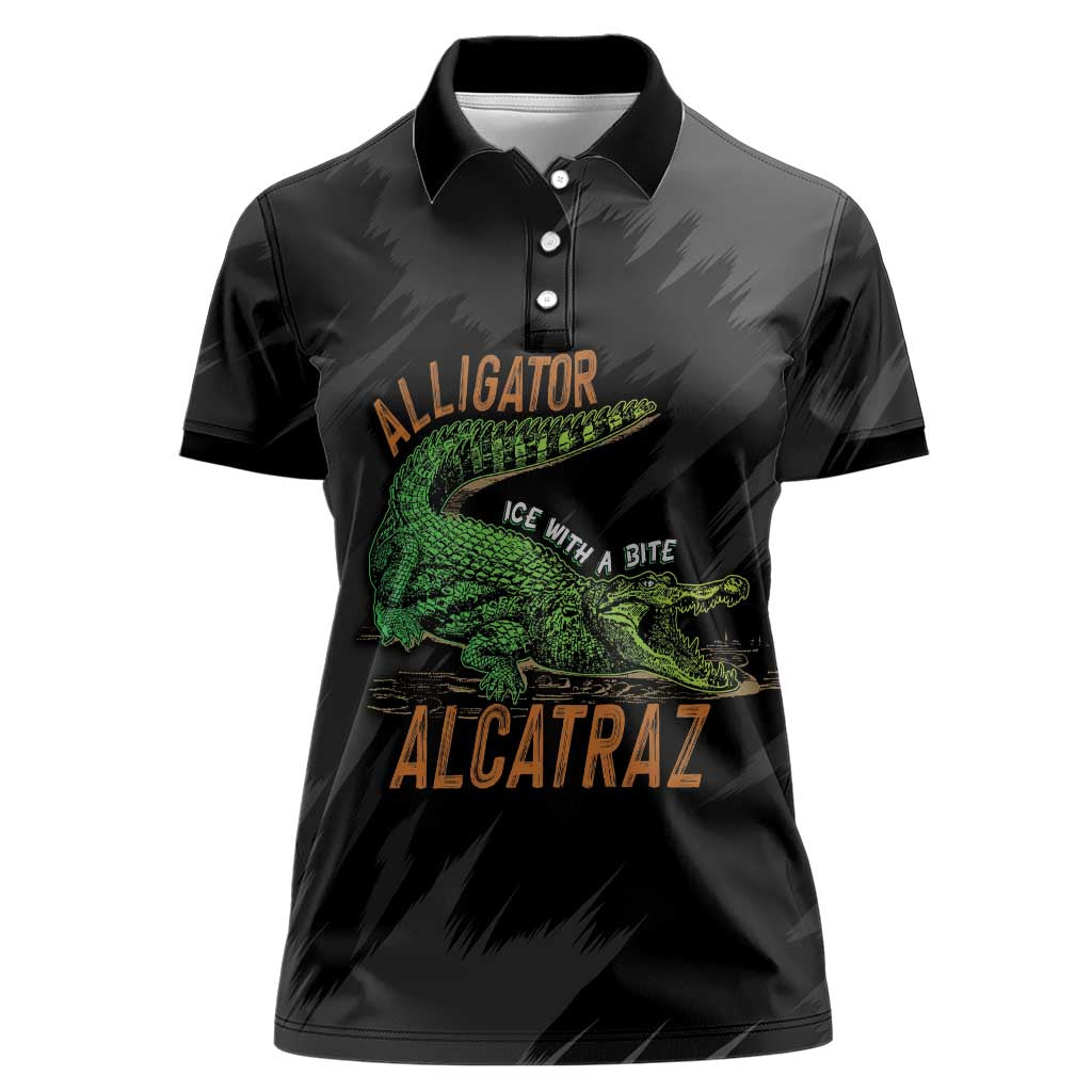 Alligator Alcatraz Women Polo Shirt ICE With A Bite - Wonder Print Shop