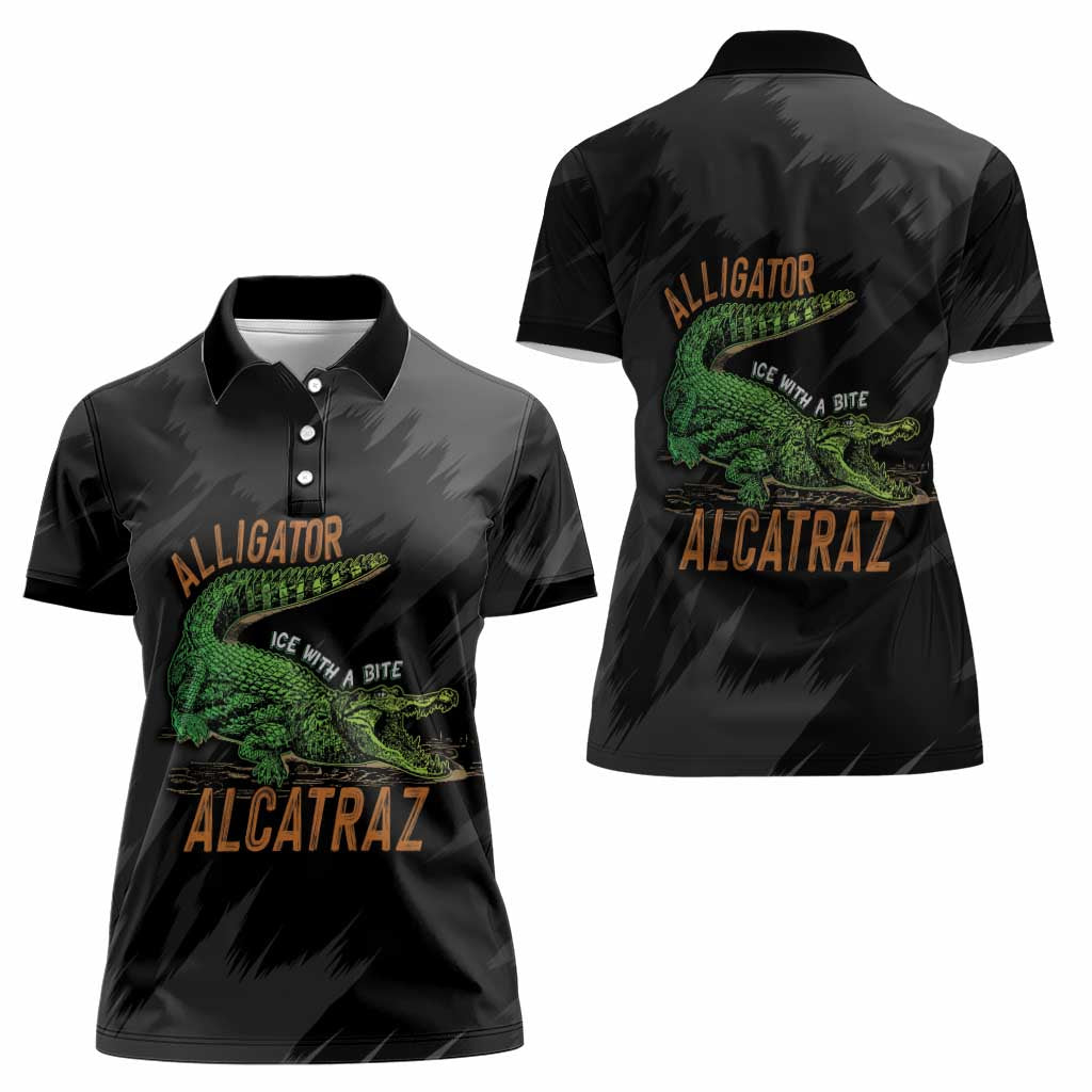Alligator Alcatraz Women Polo Shirt ICE With A Bite - Wonder Print Shop