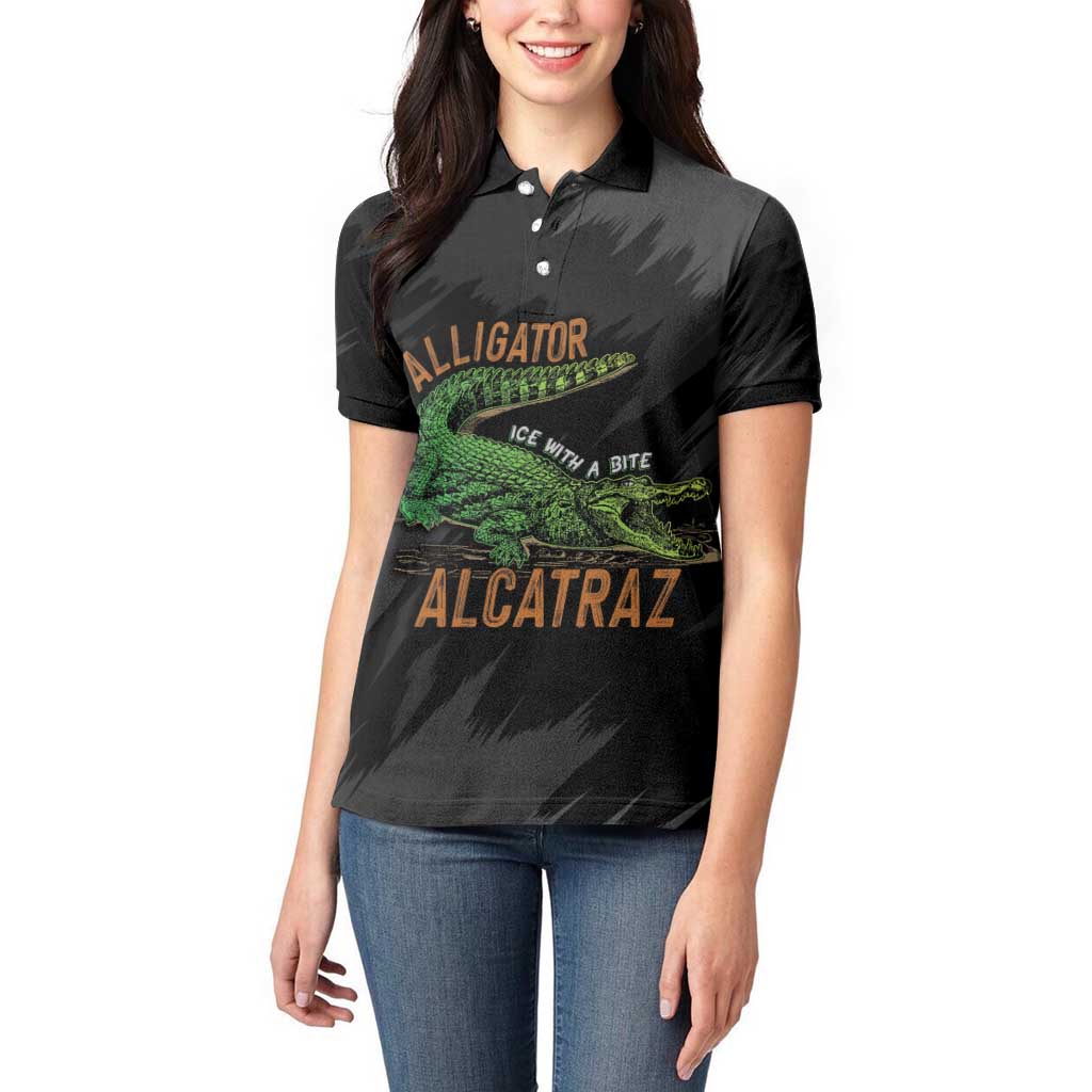 Alligator Alcatraz Women Polo Shirt ICE With A Bite - Wonder Print Shop