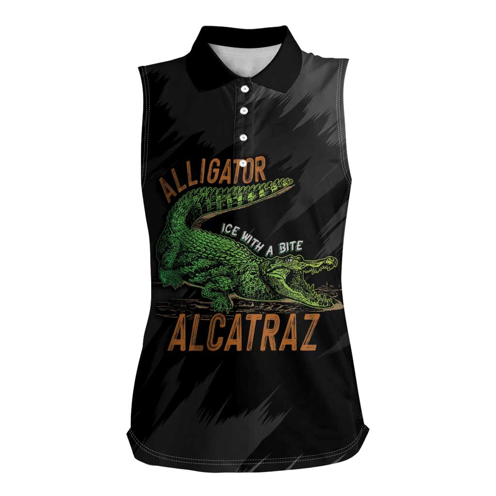 Alligator Alcatraz Women Sleeveless Polo Shirt ICE With A Bite - Wonder Print Shop
