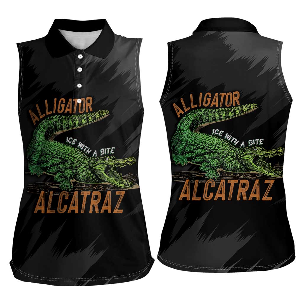 Alligator Alcatraz Women Sleeveless Polo Shirt ICE With A Bite - Wonder Print Shop