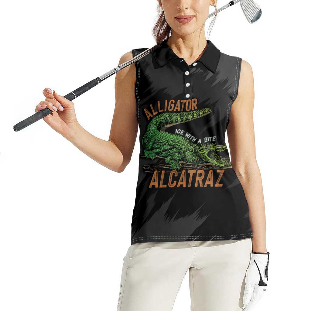 Alligator Alcatraz Women Sleeveless Polo Shirt ICE With A Bite - Wonder Print Shop