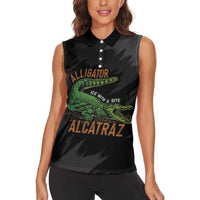 Alligator Alcatraz Women Sleeveless Polo Shirt ICE With A Bite - Wonder Print Shop