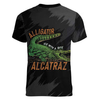 Alligator Alcatraz Women V-Neck T-Shirt ICE With A Bite - Wonder Print Shop