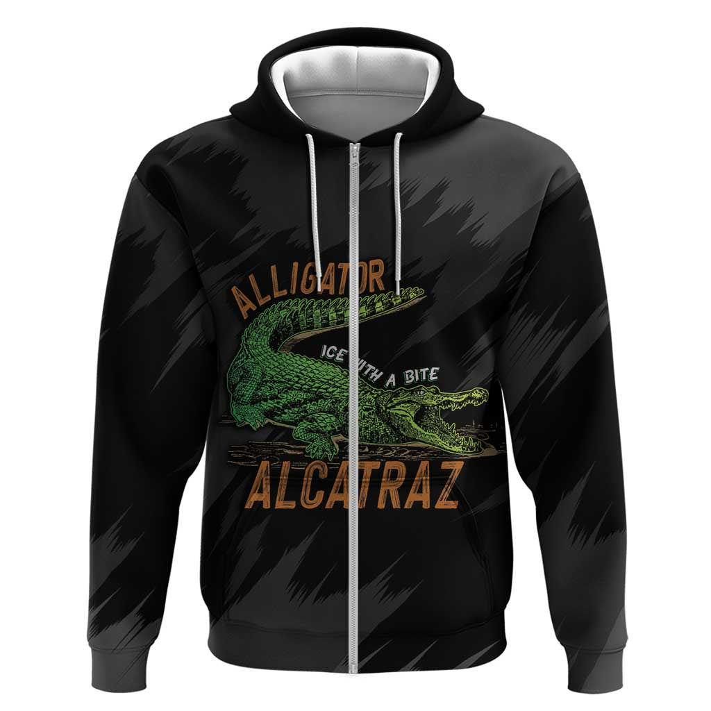 Alligator Alcatraz Zip Hoodie ICE With A Bite - Wonder Print Shop