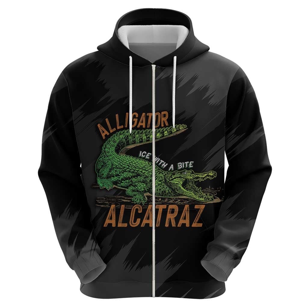 Alligator Alcatraz Zip Hoodie ICE With A Bite - Wonder Print Shop