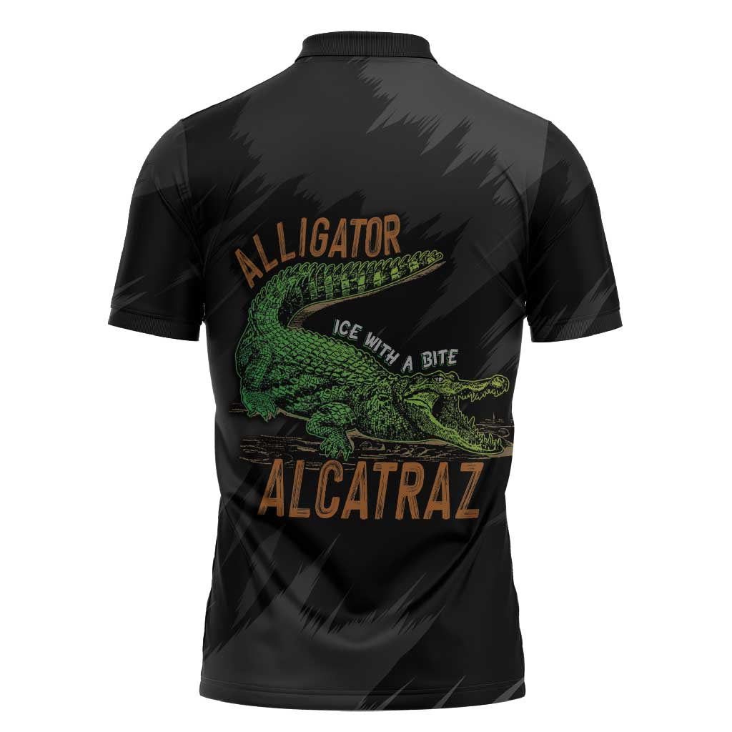 Alligator Alcatraz Zipper Polo Shirt ICE With A Bite - Wonder Print Shop