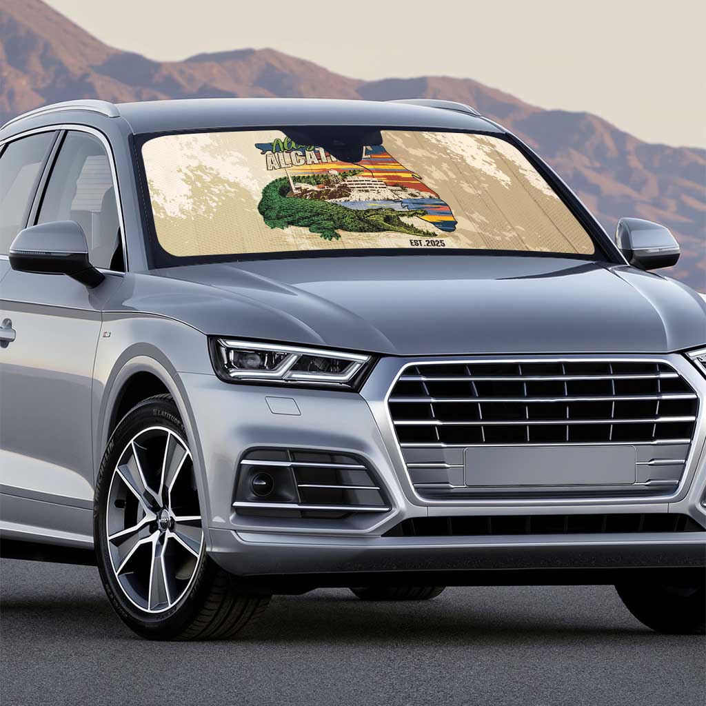 Alligator Alcatraz Retro Auto Sun Shade The Swamp - Wonder Print Shop