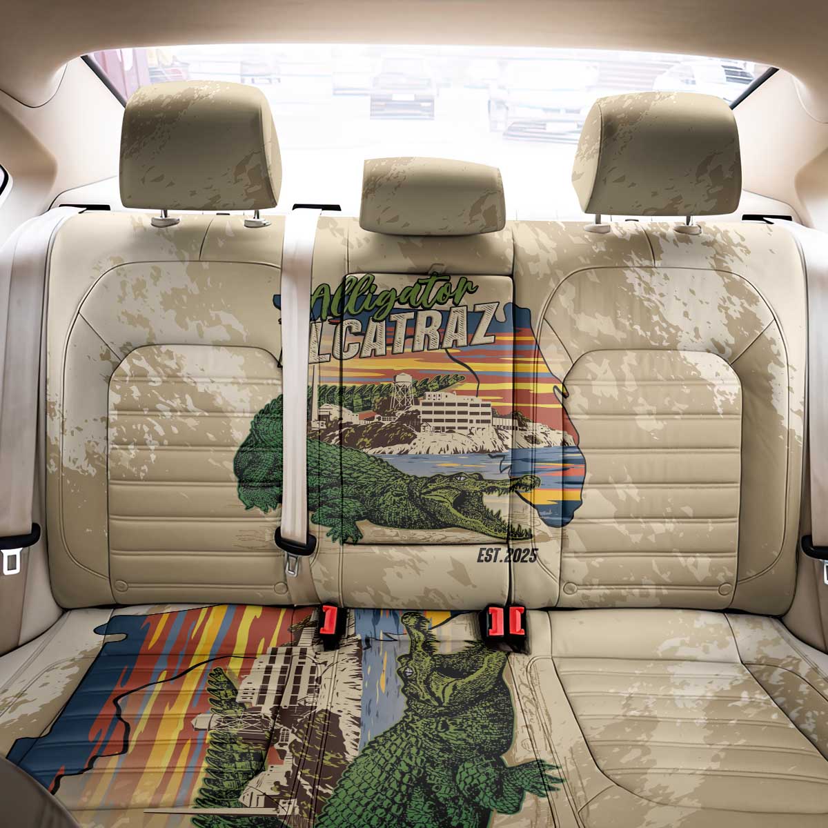 Alligator Alcatraz Retro Back Car Seat Cover The Swamp - Wonder Print Shop