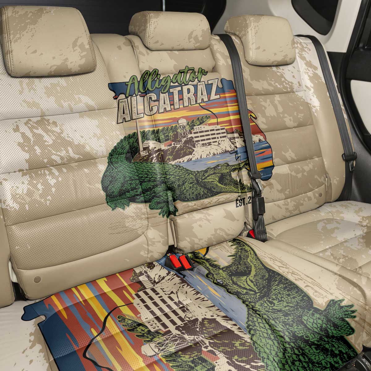 Alligator Alcatraz Retro Back Car Seat Cover The Swamp - Wonder Print Shop