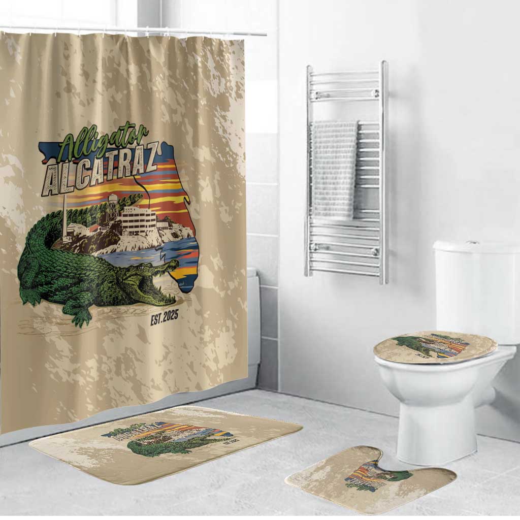 Alligator Alcatraz Retro Bathroom Set The Swamp - Wonder Print Shop
