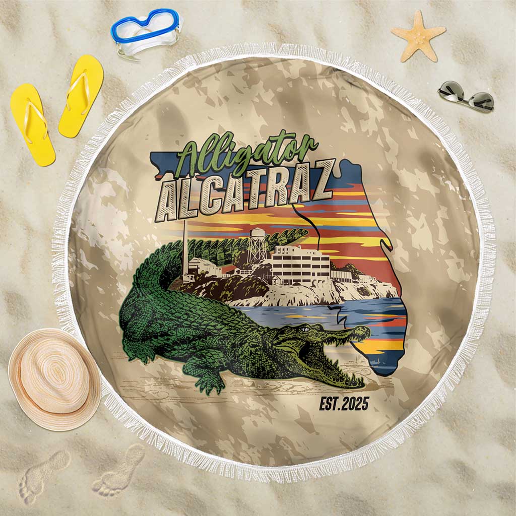 Alligator Alcatraz Retro Beach Blanket The Swamp - Wonder Print Shop