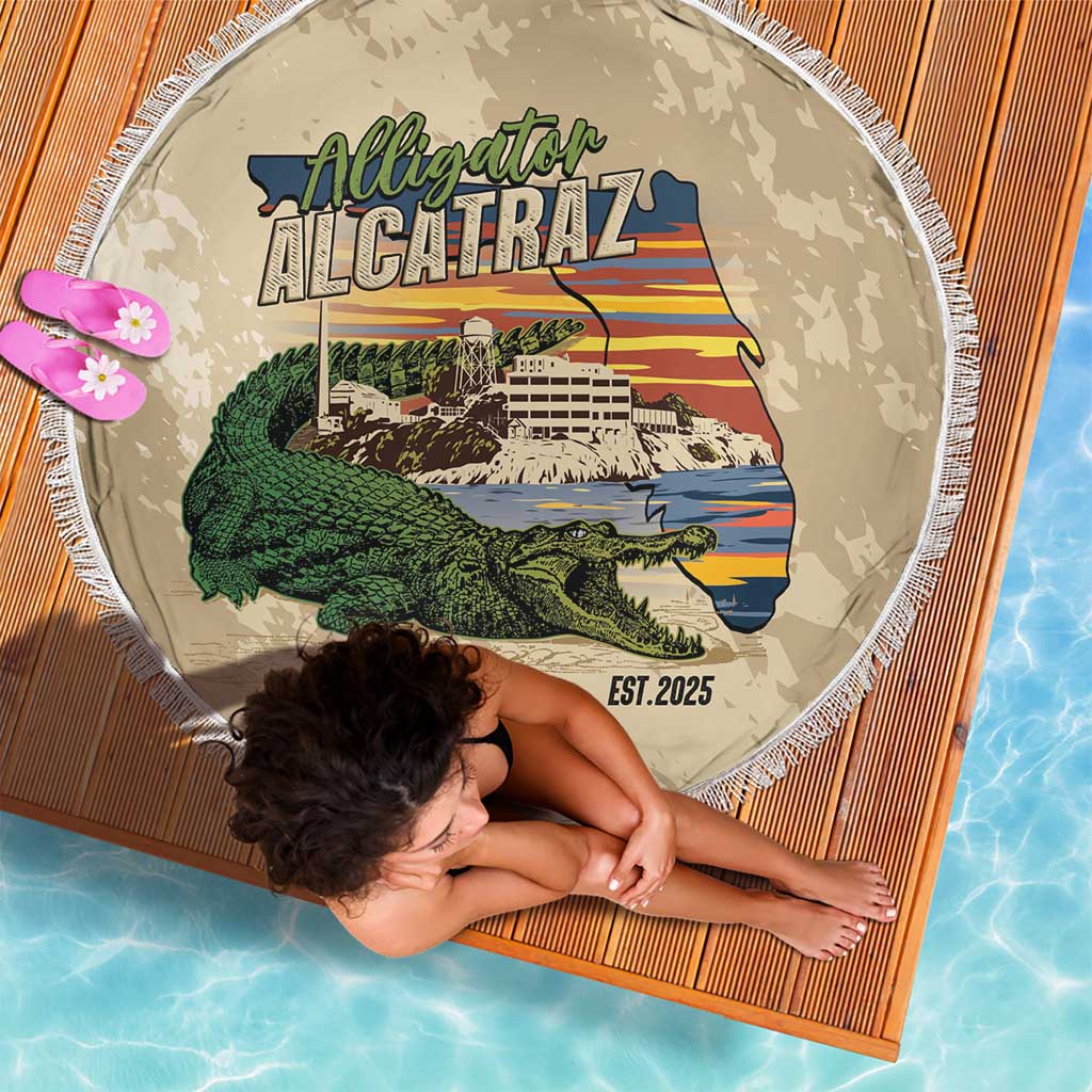 Alligator Alcatraz Retro Beach Blanket The Swamp - Wonder Print Shop