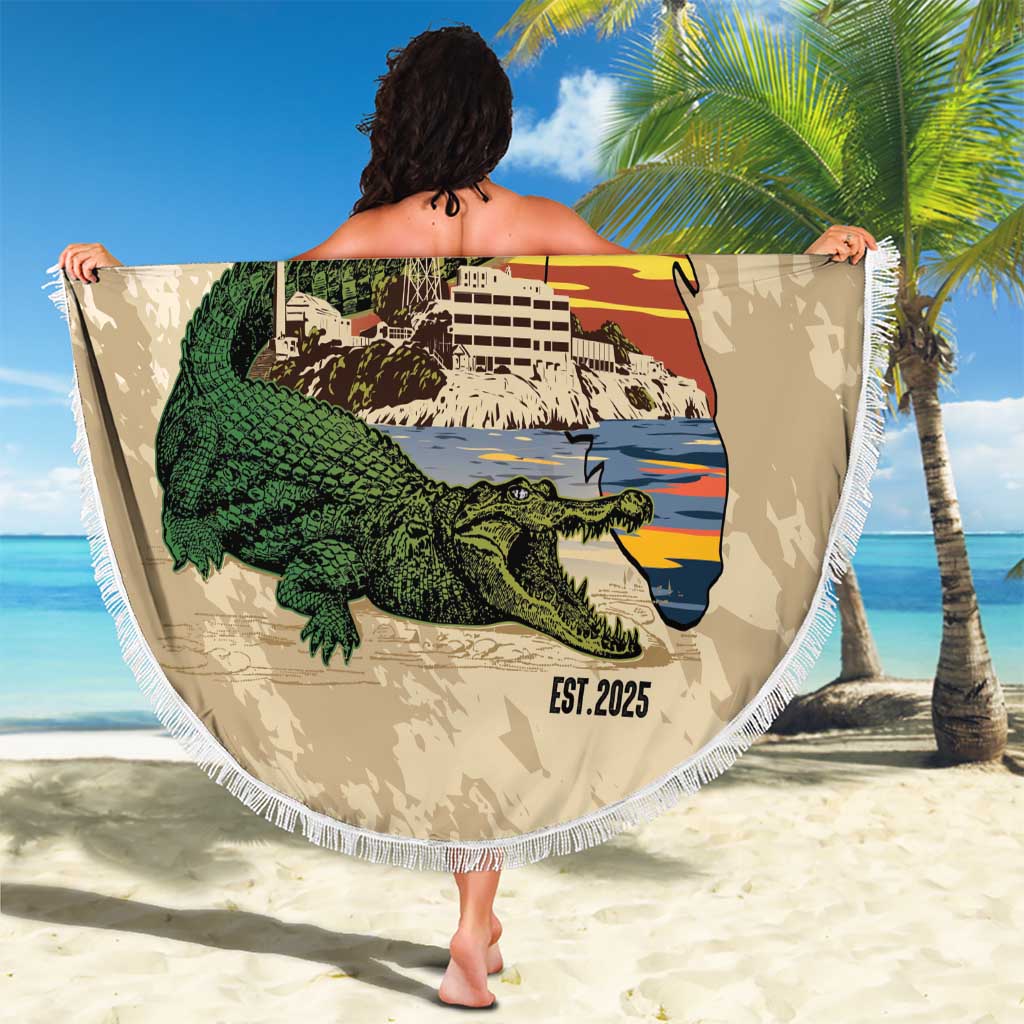 Alligator Alcatraz Retro Beach Blanket The Swamp - Wonder Print Shop