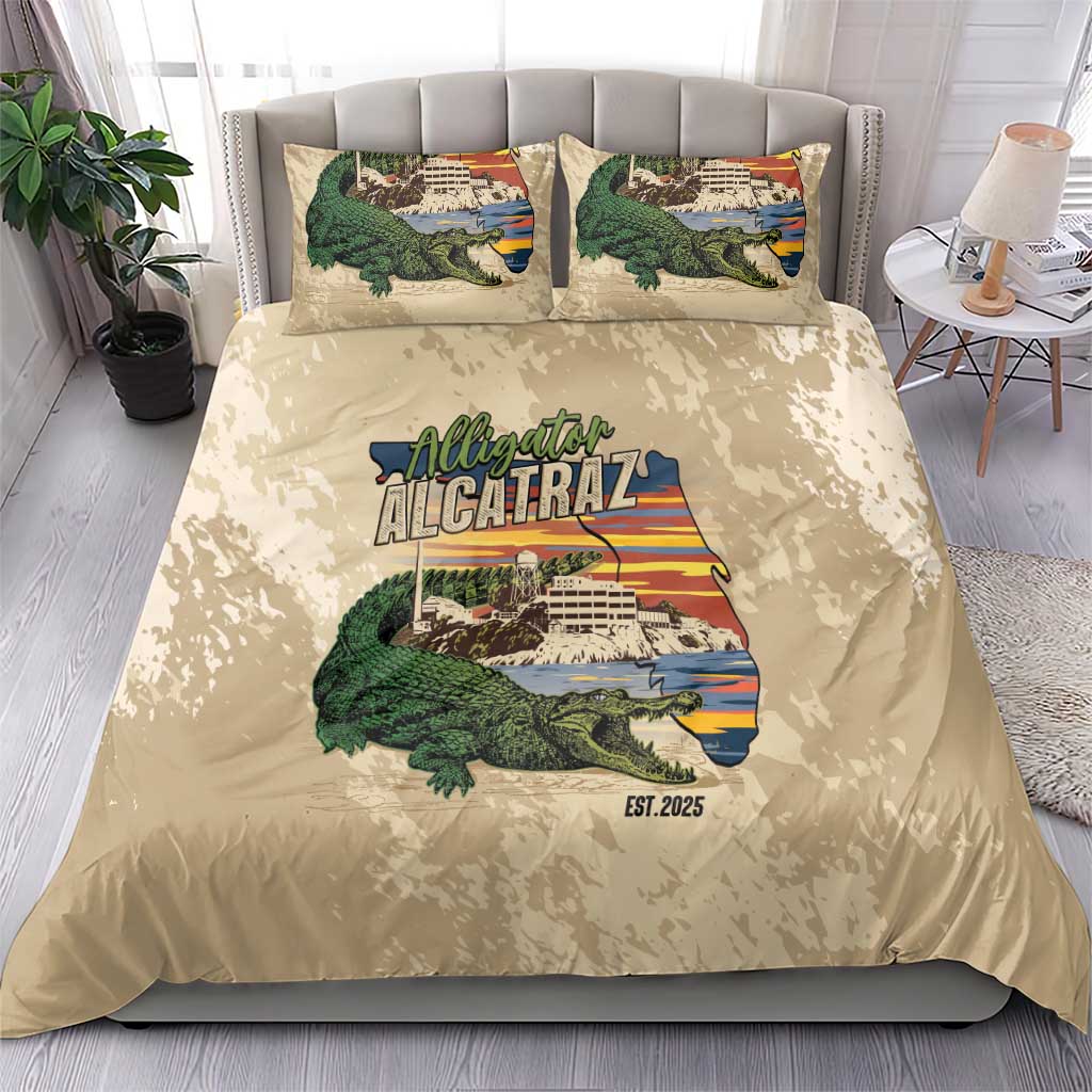 Alligator Alcatraz Retro Bedding Set The Swamp - Wonder Print Shop