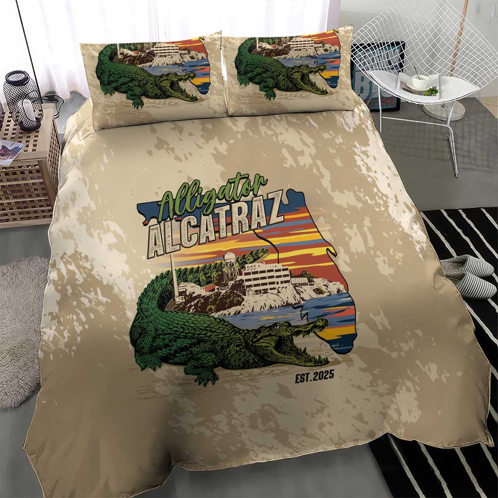 Alligator Alcatraz Retro Bedding Set The Swamp - Wonder Print Shop